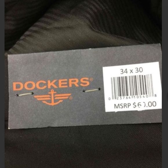 DOCKERS Flat Front Black Dress Pants 34x30 NWT